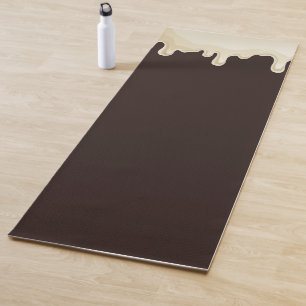Tapete De Yoga Chocolate Branco sobre Castanho-Negro