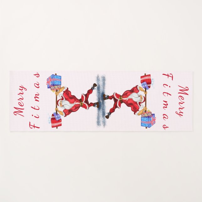 Tapete De Yoga Christmas Yoga Mat Bodybuilder Santa with Gift (Frente (Horizontal))