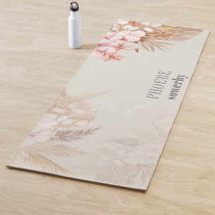 Tapete De Yoga Chuva de Noiva de Grama das Pampas Floral Terracot