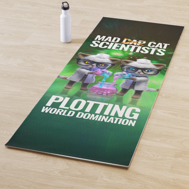 Tapete De Yoga Cientistas Gatos Engraçados Fazendo Dominação Mund (In Situ)