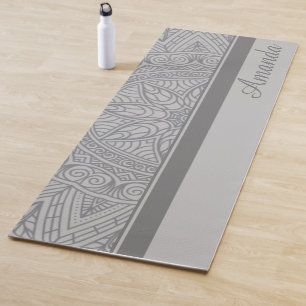 Tapete De Yoga Cinza de luxo Elegante Black Mandala Design Name
