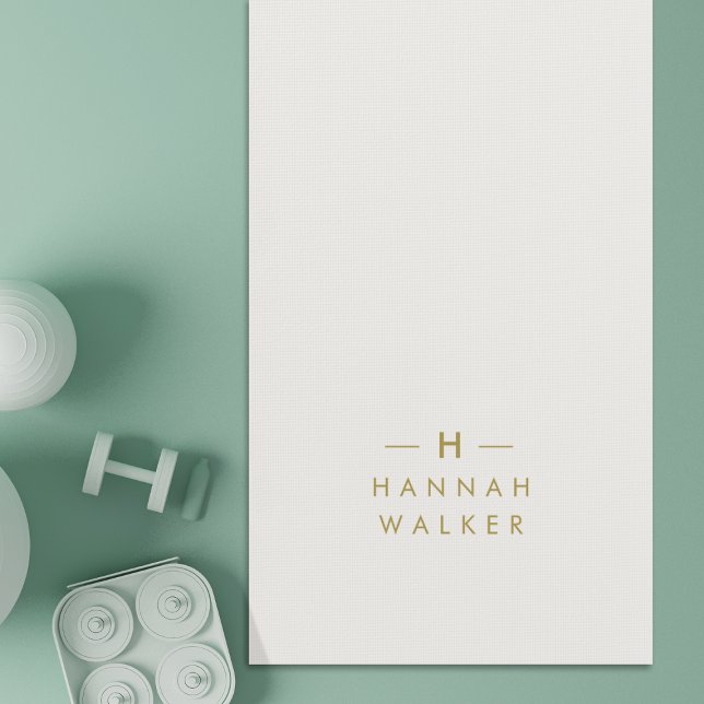 Tapete De Yoga Cinza Dourada monograma | Moderno Elegante Minimal (Criador carregado)