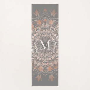 Tapete De Yoga CINZA E ROSA DOURADO   Monograma de Mandala
