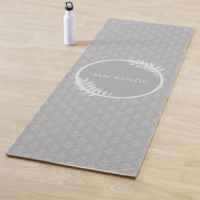 Tapete De Yoga Cinza Elegante Damask Yoga Mat (In Situ)