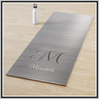 Cinza Monograma Personalizado Chic com Script Metá