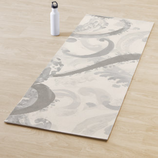 Tapete De Yoga Cinza Neutro e Branco Abstrato