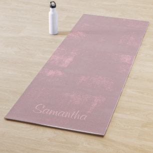 Tapete De Yoga Cinza Rosa Simples Mallow Abstrato Seu Nome