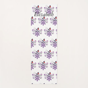 Tapete De Yoga Cinza violeta, púrpura, floral e elegante, de cor