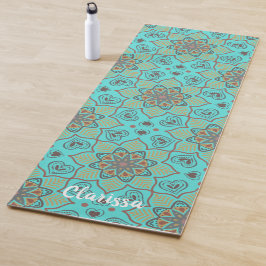 Tapete De Yoga Círculo Flor de Mandala - Azul
