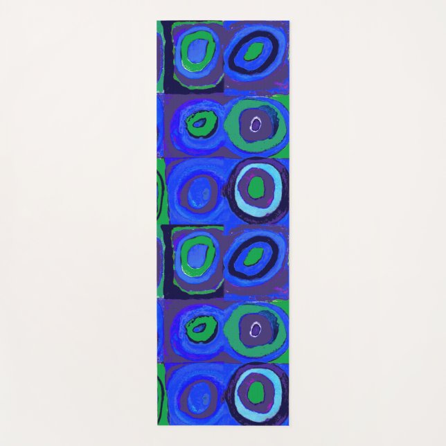 Tapete De Yoga Círculo Quadrado do Kandinsky Farbstudie Blue Quad (Frente)