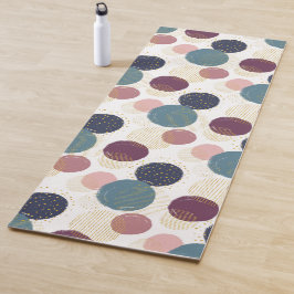 Tapete De Yoga Círculos abstrato em Pastel e Dourado