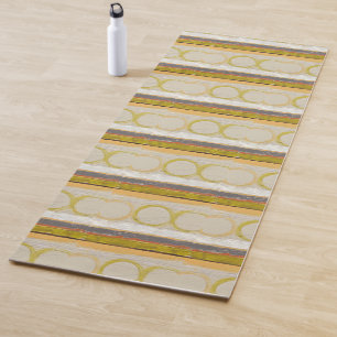 Tapete De Yoga Círculos Amarelos e Laranja em Fundo Multicolor