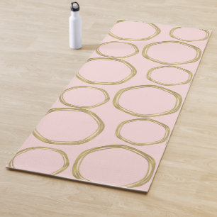 Tapete De Yoga Círculos Dourados & Rosa Corado Moderno Chique Ten