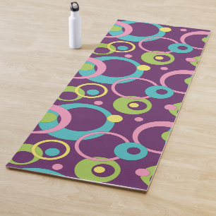 Tapete De Yoga Círculos Roxos Funk Ioga Mat