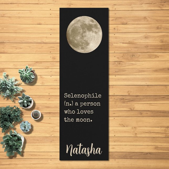 Tapete De Yoga Citação da Lua Espiritual Celestial Espaço Nome Pe (Criador carregado)