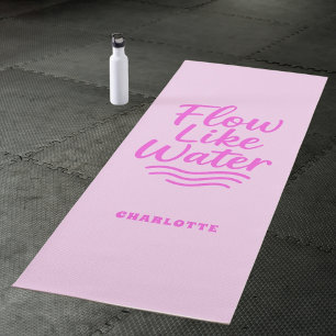 Tapete De Yoga Citação motivacional rosa flui como água