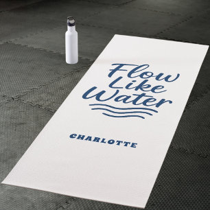 Tapete De Yoga Citação motivadora fluxo azul como água