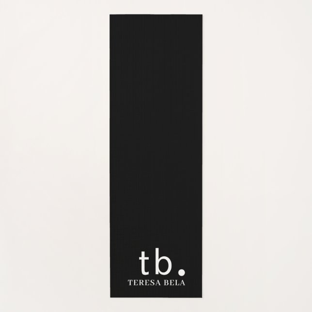 Tapete De Yoga Classic Monogram Elegant Minimal Black White Style (Frente)
