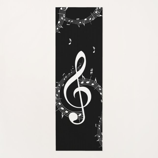 Tapete De Yoga Climact G Clef Music Black Double Sided Yoga Mat (Frente)
