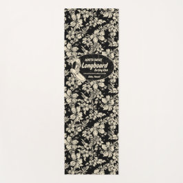 Tapete De Yoga Club Surfing Longboard Logo e Hibiscus Hawaiian
