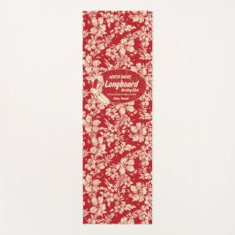 Tapete De Yoga Club Surfing Longboard Logo e Hibiscus Hawaiian