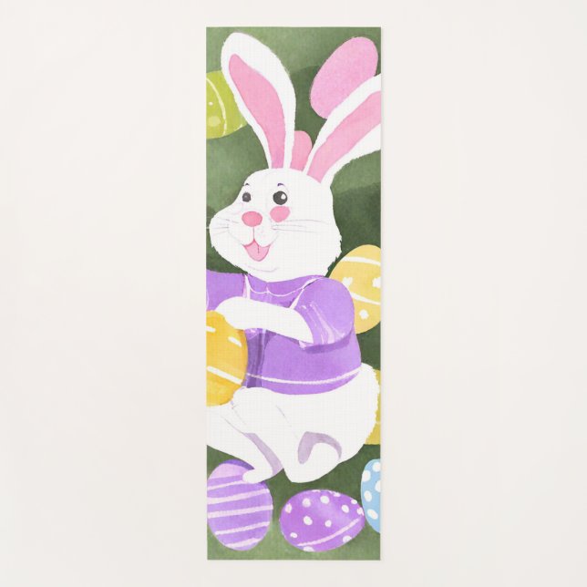Tapete De Yoga coelho com ovos de Páscoa (Frente)