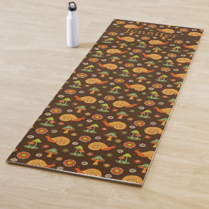 Tapete De Yoga Cogumelos e caracóis Retro Personalizados