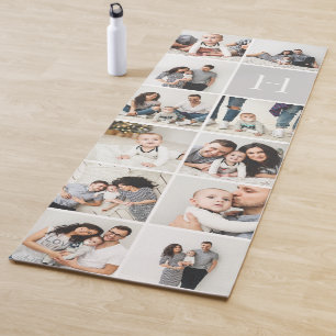 Tapete De Yoga Colagem de Fotos Personalizada da Família   Monogr