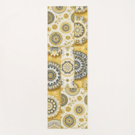 Tapete De Yoga Colagem de Mandala em amarelo