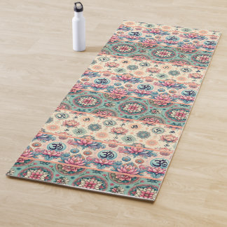 Tapete De Yoga Colagem de Turquesa e pêssego Mandalas 2.0