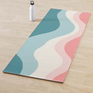 Tapete De Yoga Coleção Rosa Bege Absorvente Verde Menta Abstrata