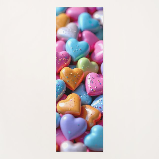 Tapete De Yoga Colorful Candy Love Hearts (Frente)