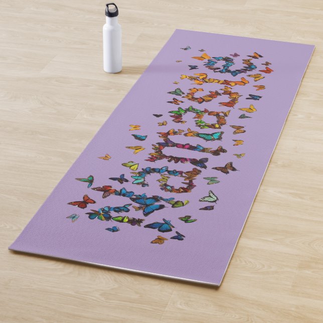 Tapete De Yoga Colorful Namaste Butterflies - Lavender Meditation (In Situ)