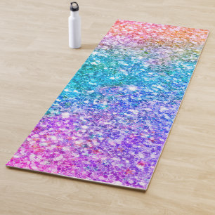 Tapete De Yoga Colorida Faux Glitter Ombre