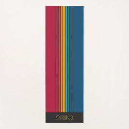 Tapete De Yoga Colorida Personalizada Monogramada Striped
