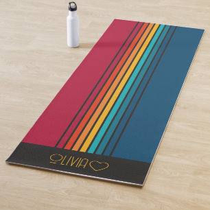 Tapete De Yoga Colorida Personalizada Monogramada Striped