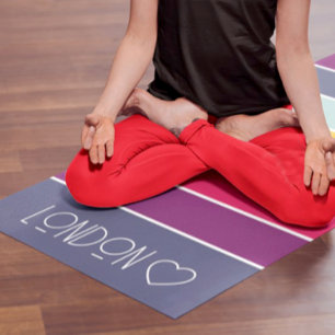 Tapete De Yoga Colorida Personalizada Monogramada Striped