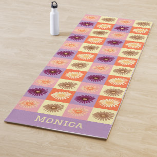 Tapete De Yoga Colorido Floral Cor-de-Rosa Roxo Personalizado