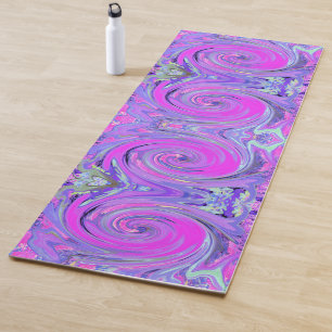 Tapete De Yoga Colorido Turbilhão Boho Hippie Rosa Quente e Roxo