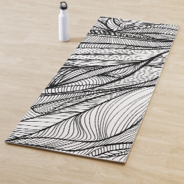 Tapete de YOGA com arte de linha desenhada à mão e