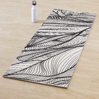 Tapete de YOGA com arte de linha desenhada à mão e