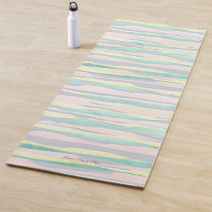 Tapete de Yoga com Listras de Aquarela Pastel