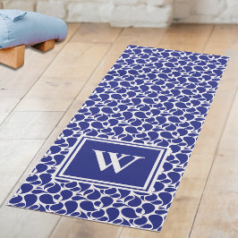 Tapete de Yoga com Padrão Azul Paisley em Branco
