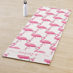 Tapete de Yoga com Padrão de Flamingo Personalizad