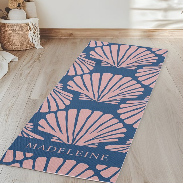 Tapete De Yoga Conchas Tropicais Rosa Corado Personalizadas (Criador carregado)
