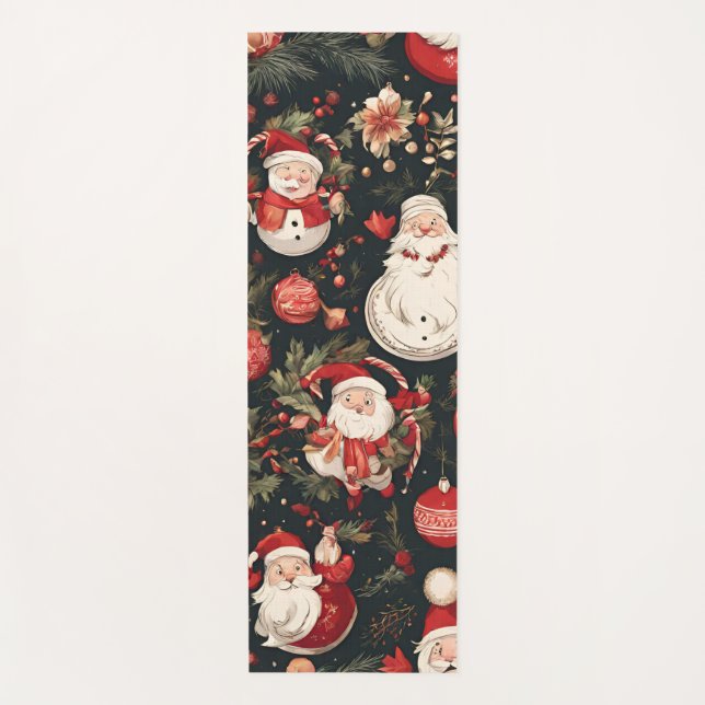 Tapete De Yoga Condecorações de natal, folhas, flores (Frente)
