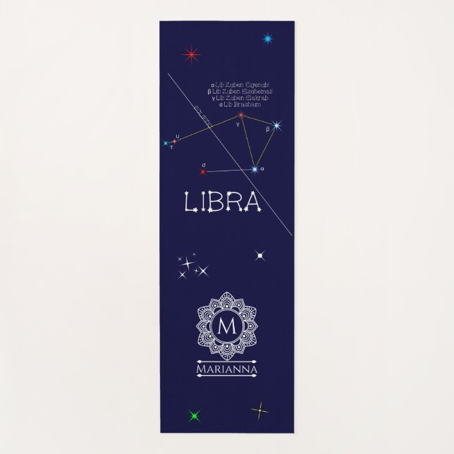 Tapete De Yoga Constelação Zodiac Libra (Frente)