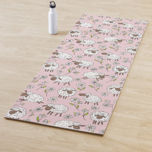 Tapete De Yoga Contagem de ovelhas em algodão doce rosa