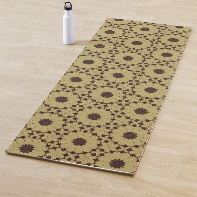 Tapete De Yoga Contemporary geometric red floral motif yoga mat (In Situ)