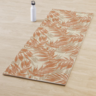 Tapete De Yoga Coordenadas Spa Tropicais - Folhas de Palma e Trib